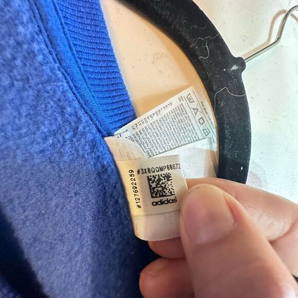 Adidas ESSENTIALS 3-STRIPES FLEECE SWEATSHIRT Size 1X Blue & White Plus unisex - Picture 9 of 12